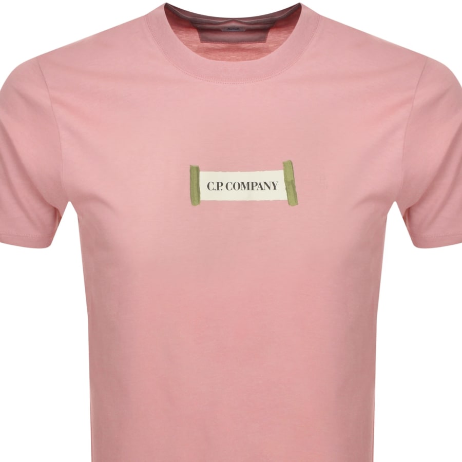Tシャツ・カットソー C.P. COMPANY Men T-shirt Pink 18CMTS087A006374G 520 CP Company Jersey Logo Label T Shirt Pink | Mainline Menswear